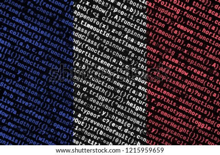 France flag  is depicted on the screen with the program code. The concept of modern technology and site development