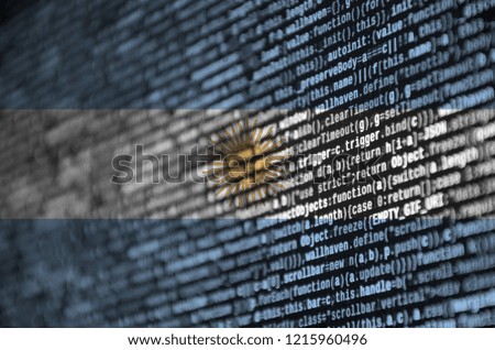Argentina flag  is depicted on the screen with the program code. The concept of modern technology and site development
