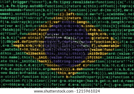 Brazil flag  is depicted on the screen with the program code. The concept of modern technology and site development