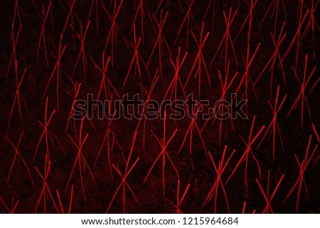 red abstract art from bamboo