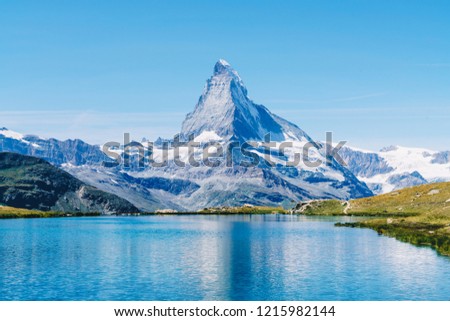 Matterhorn with Stellisee Lake in Zermatt, Switzerland Royalty-Free Stock Photo #1215982144
