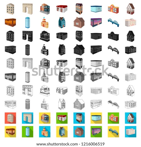 Building and architecture cartoon icons in set collection for design.The building and dwelling vector isometric symbol stock web illustration.