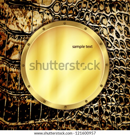 Leather background with golden elements. Vector.