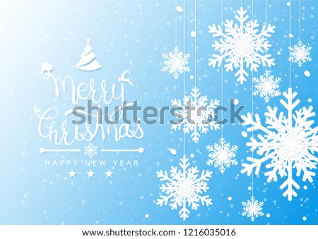Merry Christmas and Happy New Years. Winter snowflakes background. Vector illustration