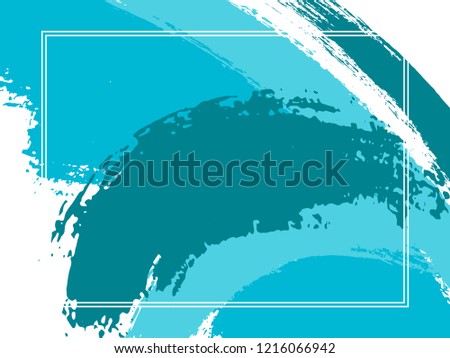 Horizontal border with paint brush strokes background.  Elegant design template for card. Vector border rectangular frame with colorful painted ink brushstrokes watercolor texture.
