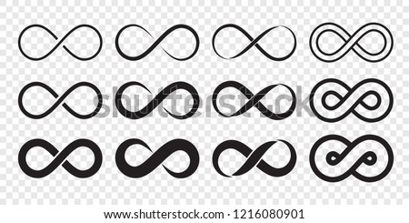 Infinity loop logo icon. Vector unlimited infinity, endless line shape sign Royalty-Free Stock Photo #1216080901