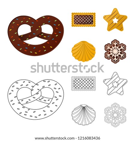 Vector illustration of biscuit and bake symbol. Collection of biscuit and chocolate vector icon for stock.