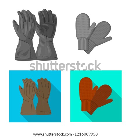 Vector illustration of glove and winter logo. Collection of glove and equipment stock symbol for web.
