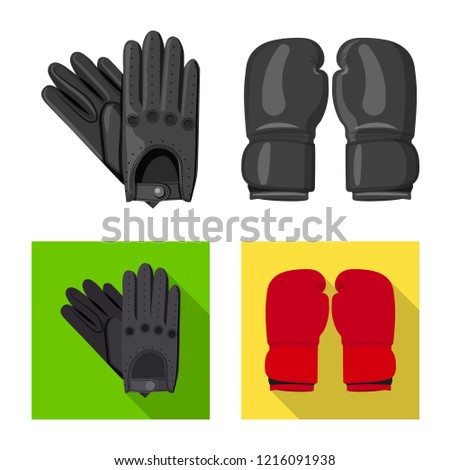 Vector design of glove and winter icon. Set of glove and equipment stock vector illustration.