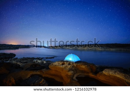 Landscape  with stars background