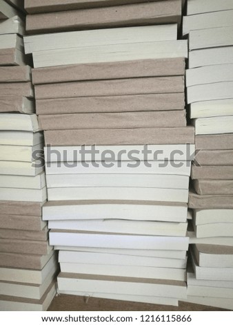 
Brown book lined up. The picture is beautiful.