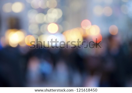 "Abstract Crowd and Lights" An abstract look at the Christmas lights and the people in Rockefeller Center in Manhattan.