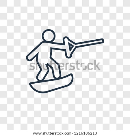 Wakeboarding concept vector linear icon isolated on transparent background, Wakeboarding concept transparency concept in outline style