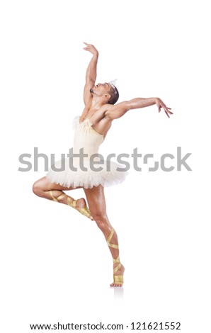 Muscular ballet performer in funny concept