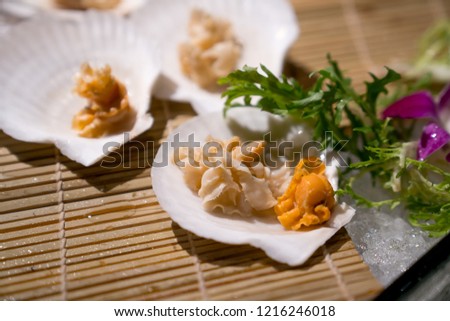 Frozen seafood cooked scallops