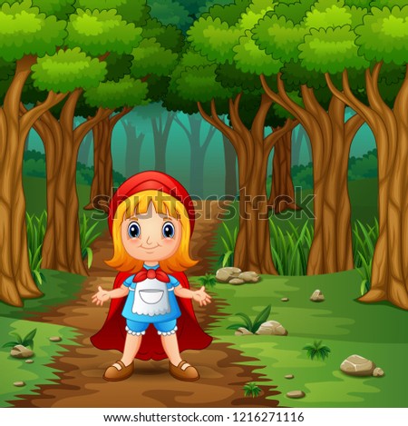 The girl hooded red in street forest