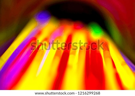 Variation of multicolored colorful colored fluorescent chem light neon tube with reflection on mirror with black background. Fun party night concept