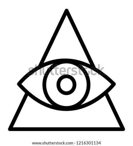 Third eye, meditation symbol line icon 