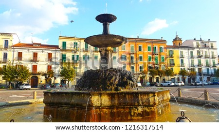 Sulmona Town Abruzzo Italy - October 24 2018
View of Market Square