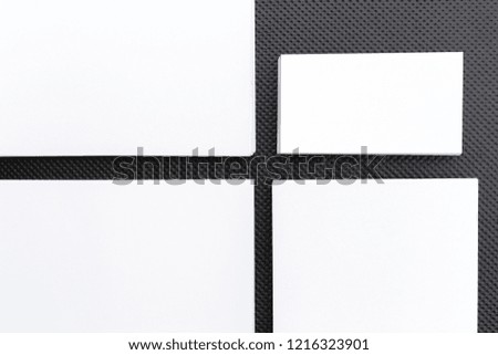 Blank stationery template on black background. Mock-up for branding identity. For design presentations