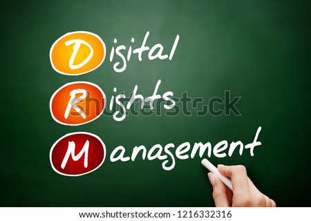 DRM - Digital Rights Management acronym, technology business concept
