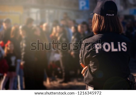Female police officer on duty