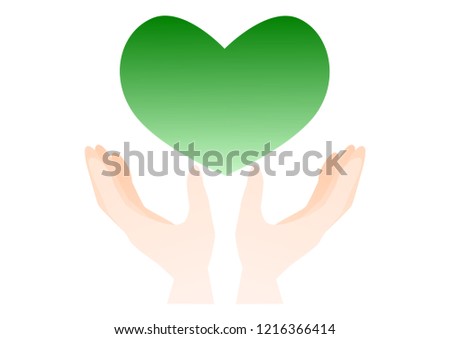 Illustration of both hands and heart-shaped
