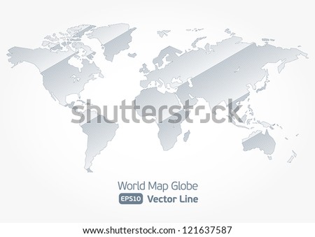 World Map Globe Vector line Illustration, kart? stylized light, EPS 10
