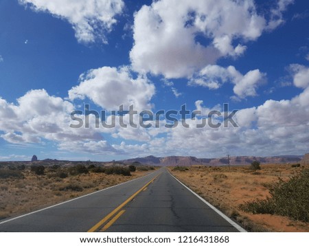 Scenic straight road skyline
