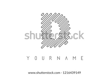 D Letter Logo Design with Black Lines Monogram Vector Illustration