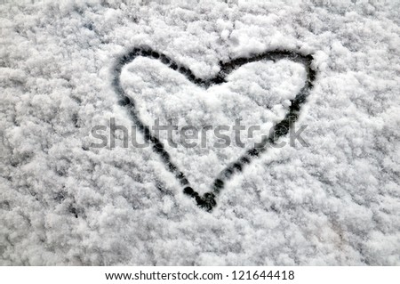 Heart with snow in background
