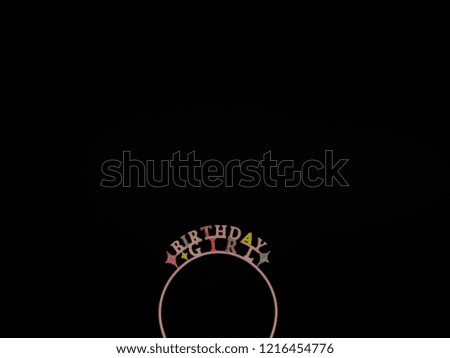 Birthday girl signature, bright and pink. At black background