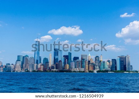 Manhattan Downtown Panorama viewed from Ellis Island, New York City
