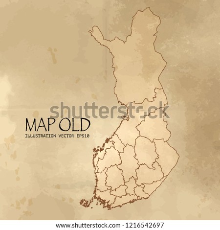 finland on the map of Balkans in soft grunge and vintage style, like old paper with watercolor painting. VectorEPS10