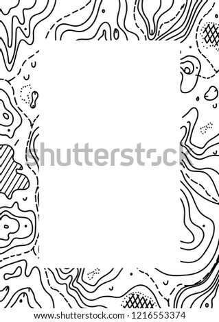 Vector illustration of orienteering map with text place.  topo symbols and landmark objects. Orientation, topography, navigation banner template. 