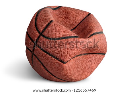 Old deflated basketball isolated on white background Royalty-Free Stock Photo #1216557469