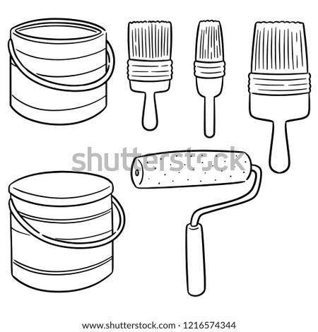 vector set of paint bucket and paint brush