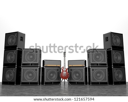 Electric and many amplifiers isolated on white background