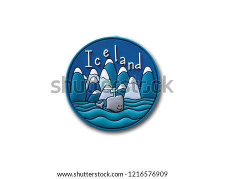 Iceland souvenir refrigerator magnet isolated on white background