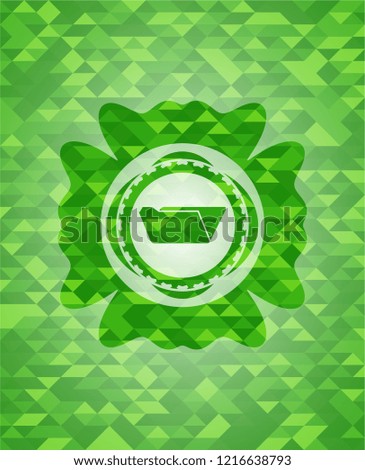 folder icon inside green emblem with mosaic background