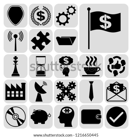 Set of 22 business symbols of icons. Collection. Detailed design. Vector Illustration.