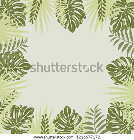 Frame from trendy Summer Tropical Leaves.