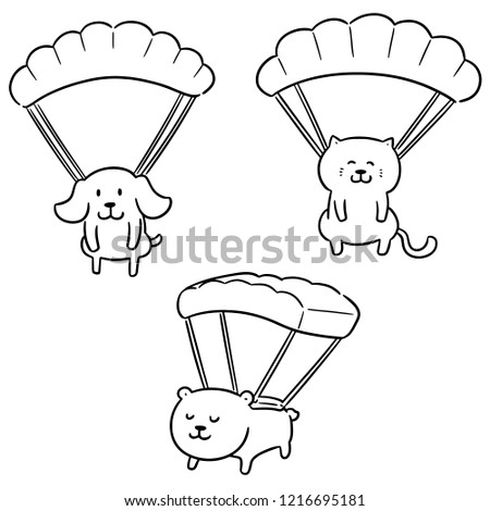 vector set of animal parachuting