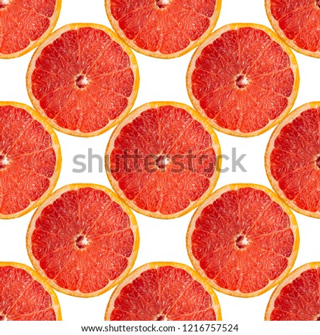 Seamless pattern of grapefruit slices as patterns on colored backgrounds