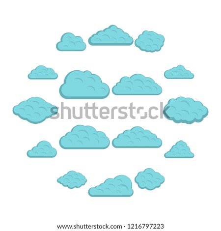 Clouds icons set in flat style isolated illustration