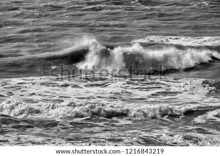 Italy, Sicily, Mediterranean sea, rough sea waves