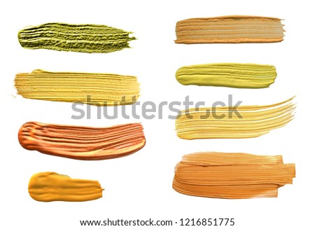 Yellow Paint Smeared Brush Stroke - Golden  Nail Polish Smearing Set
 Royalty-Free Stock Photo #1216851775