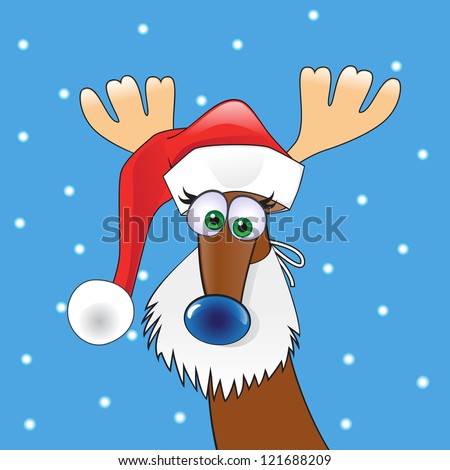 funny reindeer in Santa's hat