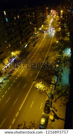 Aerial view of street in Barcelona. Spain. Drone photo