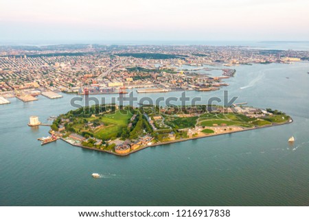 Governors island of New York aerial view